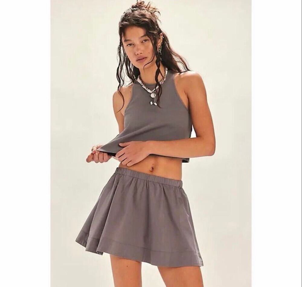 Free People Milani 2 pc Set Smoked Pearl Tank Skirt womens Medium NEW